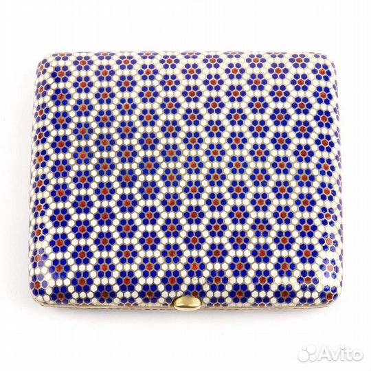 Старинный серебряный портсигар с эмалью 84 пробы