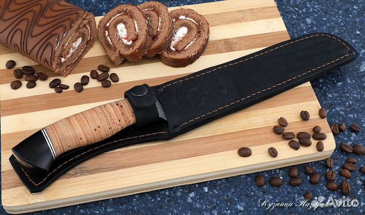 Поварской нож № 15 сталь К340 береста черный граб