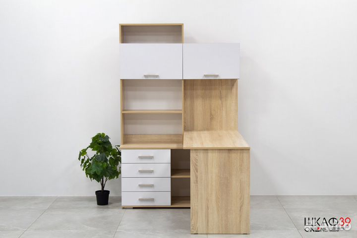 Пкс-11 Стол письменный Дуб Сонома/Белый глянец (пр