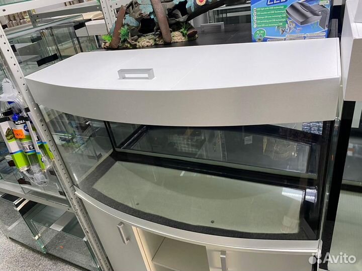 Аквариум 201л панорамный с тумбой в белом цвете