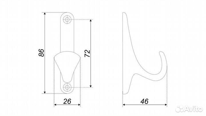 Крючок однорожковый чернёный старинный цинк LUiS K