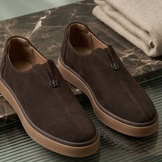 Слипоны Loro Piana замшевые коричневые женские