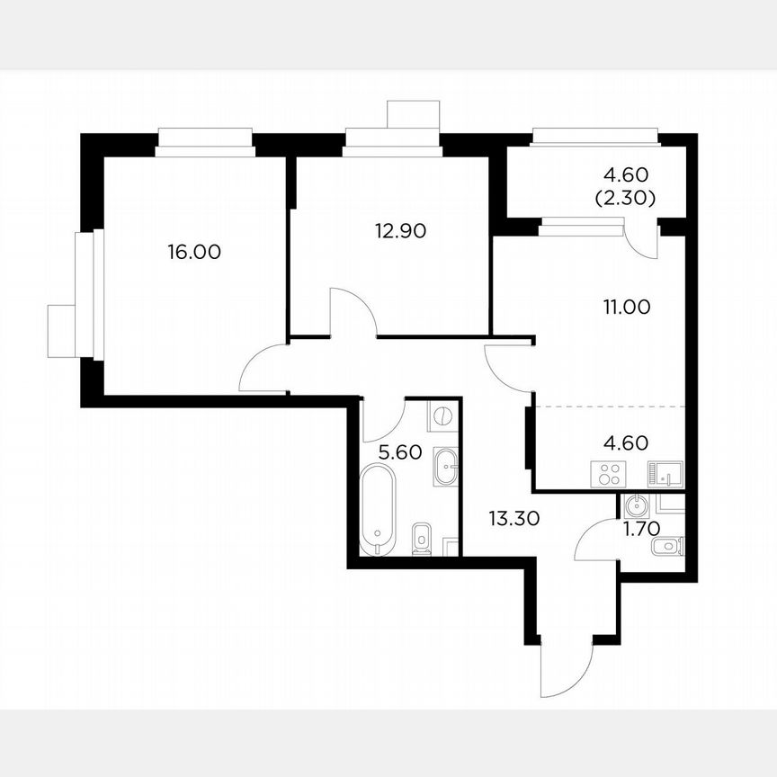 3-к. квартира, 67,4 м², 4/18 эт.
