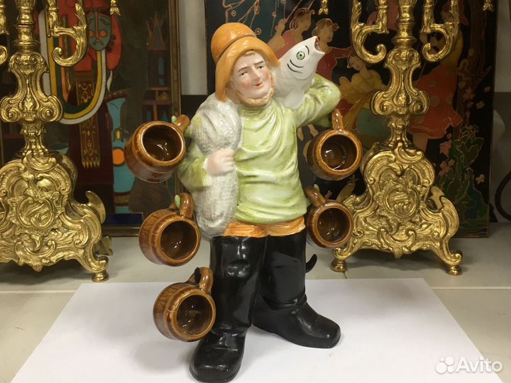 Статуэтка штоф Рыбак с уловом Германия винтаж
