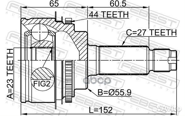 Шрус наружный 23x56x27 subaru forester S11 2001