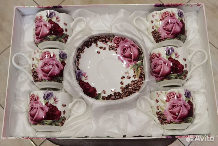Чайный набор «Розы и кофе» 12 предметов