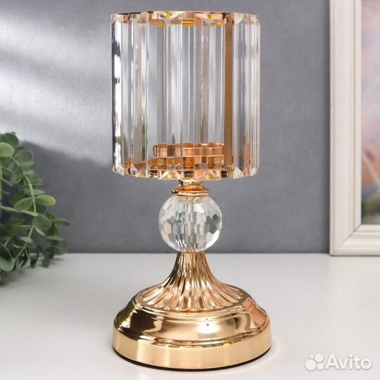 Подсвечник металл, стекло на 1 свечу 'Кристаллы