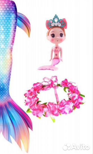 Новый купальник хвост русалки с куклой 120-130