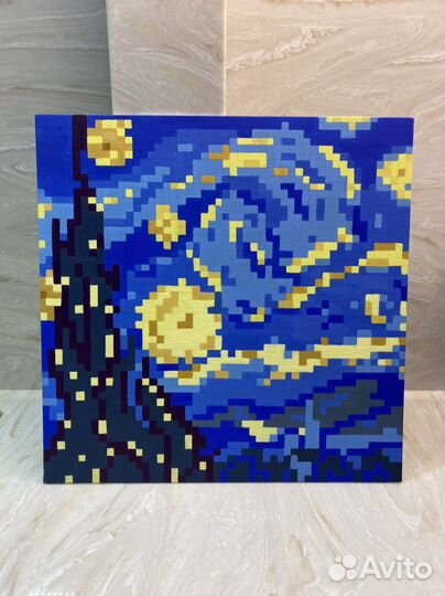 Картина Звездное Небо Ван Гог В Пикселях Масло