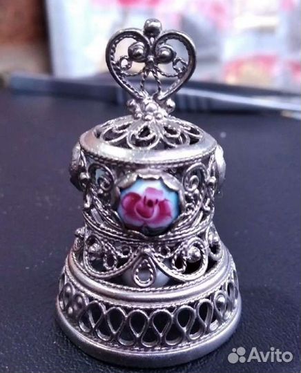 Серебрённый Колокольчик из Скани Чернь Живопись