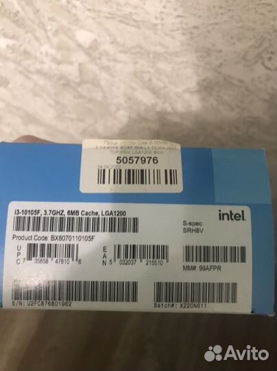 Процессор Intel core i3 10105f