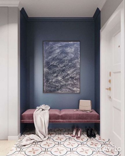 Картина абстракция фактурная, 50х40. Серый