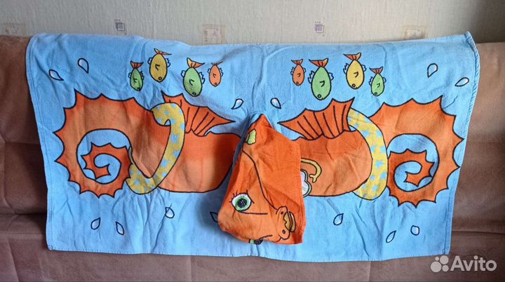 Полотенце пончо детское с капюшоном б/у