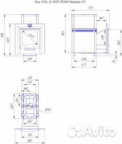 Печь для бани Русь-12 лнзп Профи Панорама (1.1)
