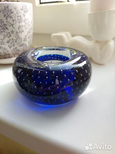 Подсвечник стекло булликато 60е