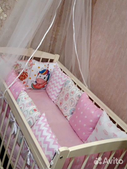 Бортики в детскую кроватку «Единорожки»