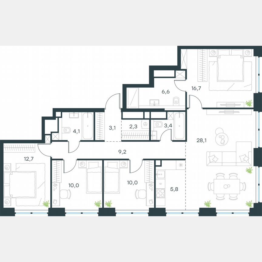 5-к. квартира, 112 м², 36/48 эт.