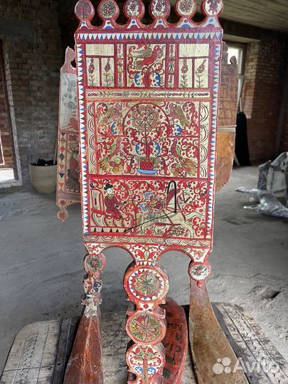 Прялки нарядные, деревянные, расписные