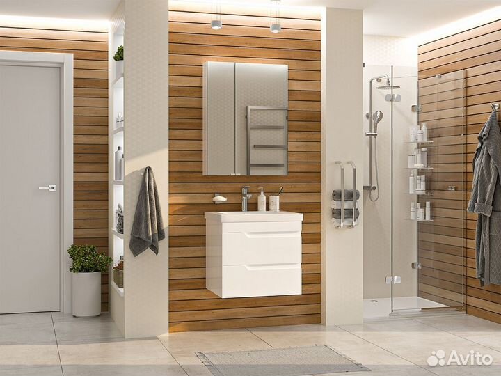 Тумба под раковину Misty Софт 56 подвесная белый П-Соф-01060-011П2Я