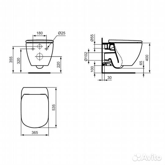 Унитаз подвесной Ideal Standart tesi AquaBlade с г