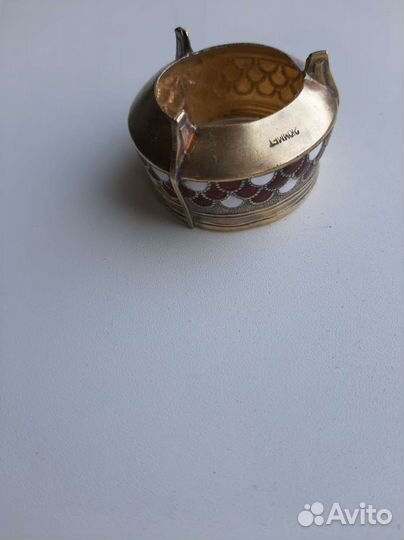 Винтажная солонка, СССР, Мельхиор, эмаль