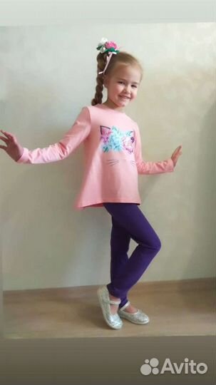 Комплект для девочки -лосины + джемпер 116-122