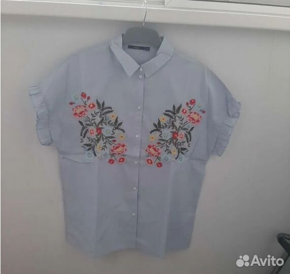 Новая французская Кофточка хлопок голубая р/50