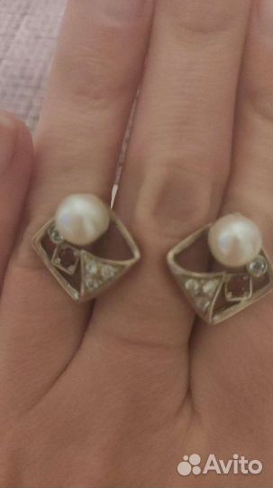 Серьги серебро с жемчугом