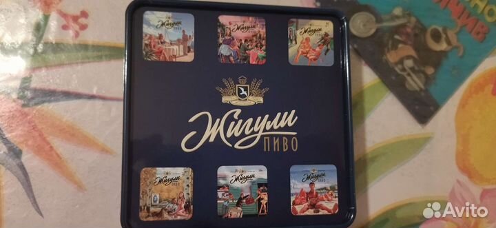 Подставки для пива в металлической коробке