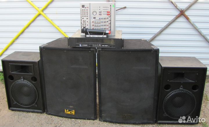 Колонки FA MC 2000W 4шт Усилитель Микшер Микрофон