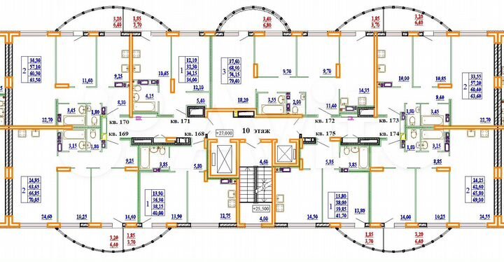 2-к. квартира, 63,6 м², 10/14 эт.