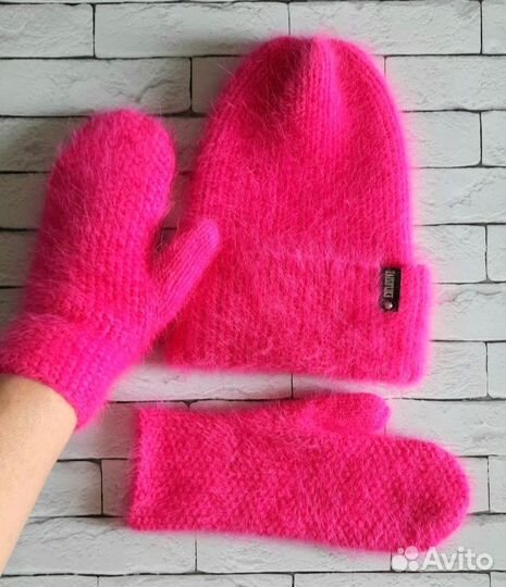 Шапка с варежками