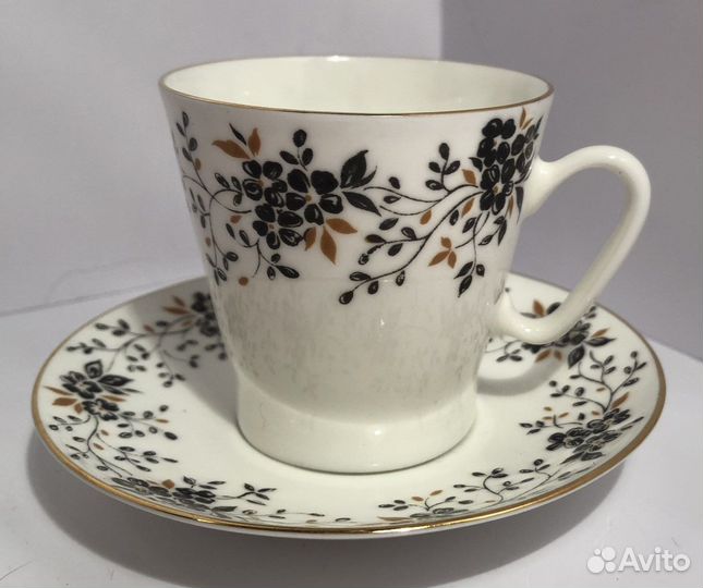 Чашка и блюдце костяной фарфор чайная кофейная ифз