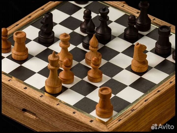 Шахматы ручной работы из мaсcива дeрeва