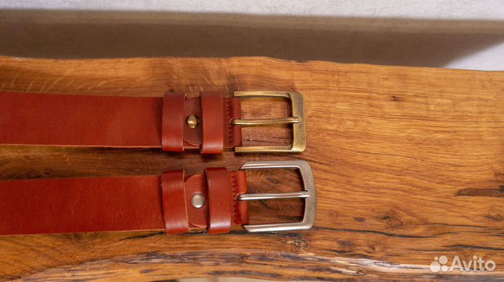 Ремень мужской кожаный Коньячный Набор №10