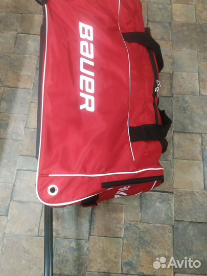 Баул хоккейный красный Bauer с карманом