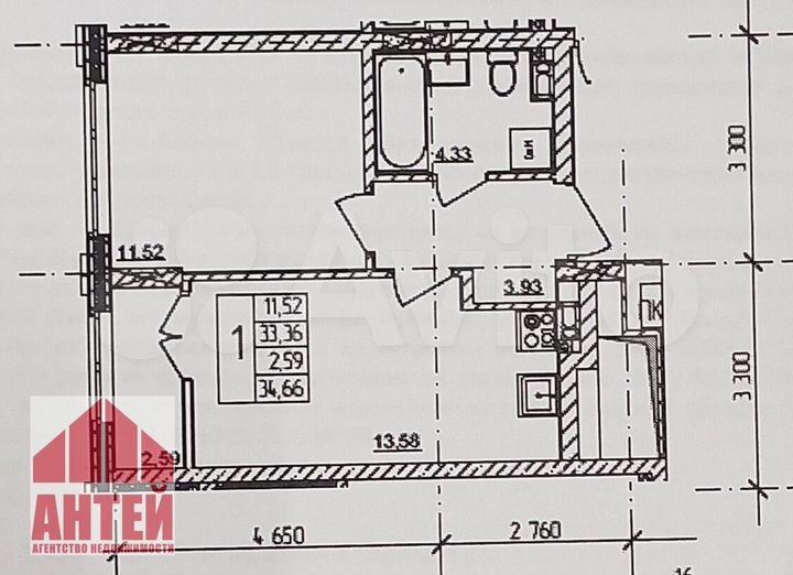 1-к. квартира, 34,7 м², 3/14 эт.