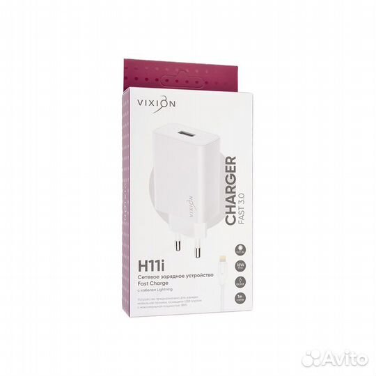 Блок питания vixion H11i 1xUSB QC 3.0+Lightning