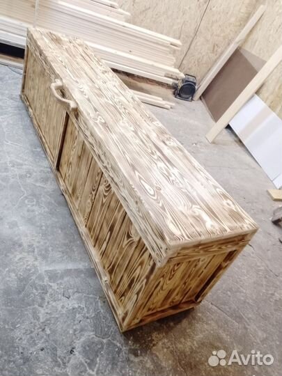 Сундук-лавка из дерева для бани, дачи, терассы