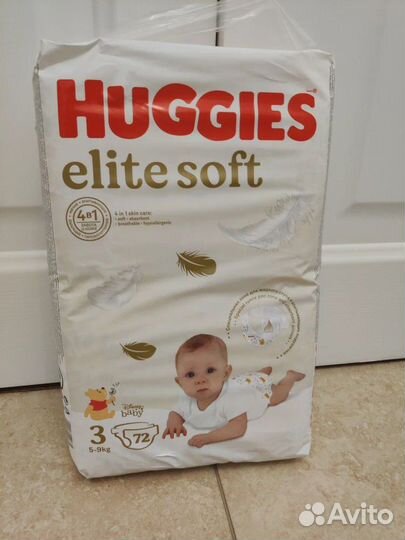 Подгузники Huggies Elite Soft 5-9кг, 3 размер, 72ш