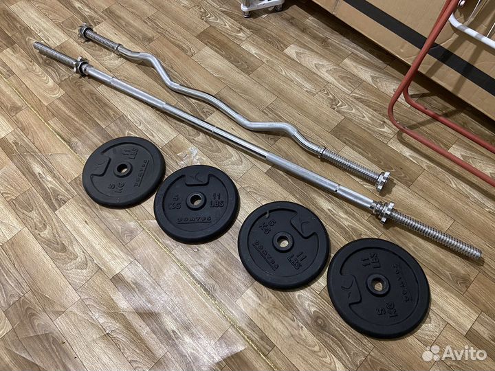 Гриф прямой игознутый блины 5кг