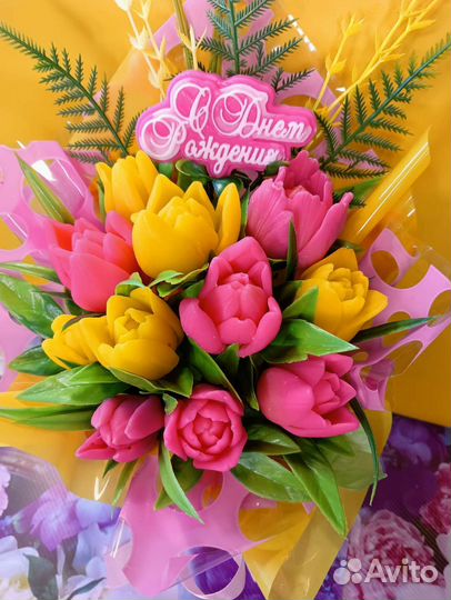 Букеты из мыла, с тюльпанами