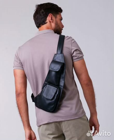 Мужская сумка через плечо кожаная новая