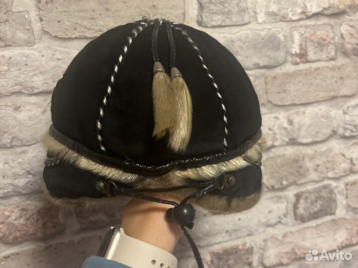 Меховая шапка натуральная замша