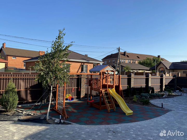 Детский домик песочница горка качели для дачи