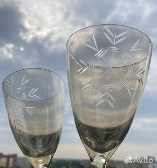 Хрустальные фужеры, снежинка, винтаж СССР