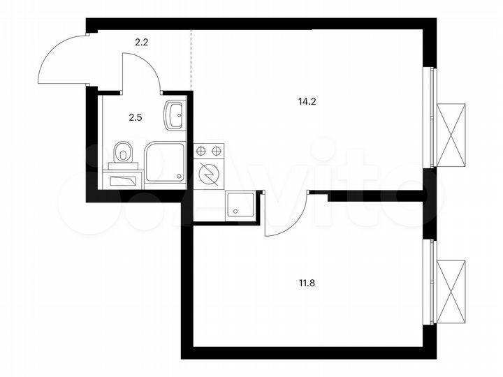 1-к. квартира, 30,7 м², 21/33 эт.