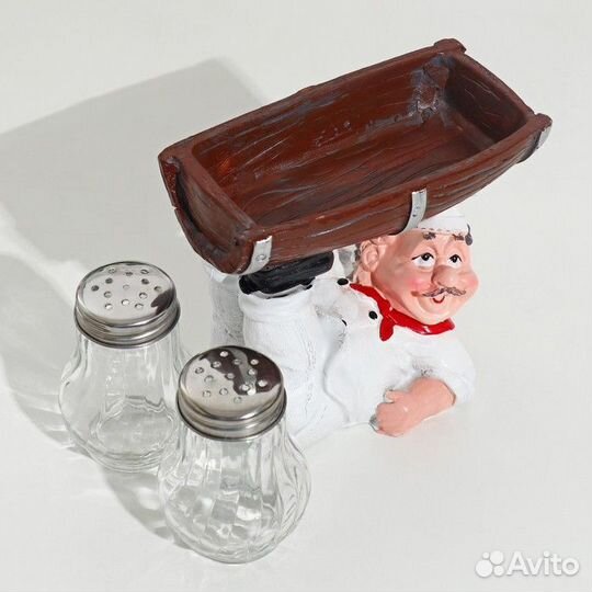 Набор для специй из стекла на подставке «Повар дер