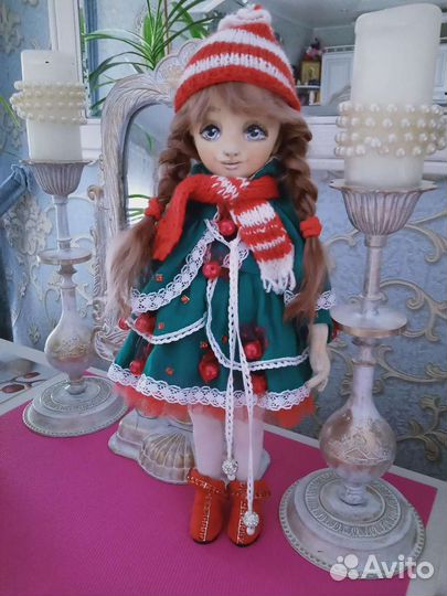 Текстильная кукла ручной работы.Елочка