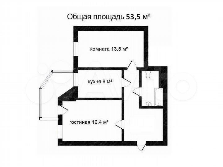 2-к. квартира, 53,5 м², 7/9 эт.